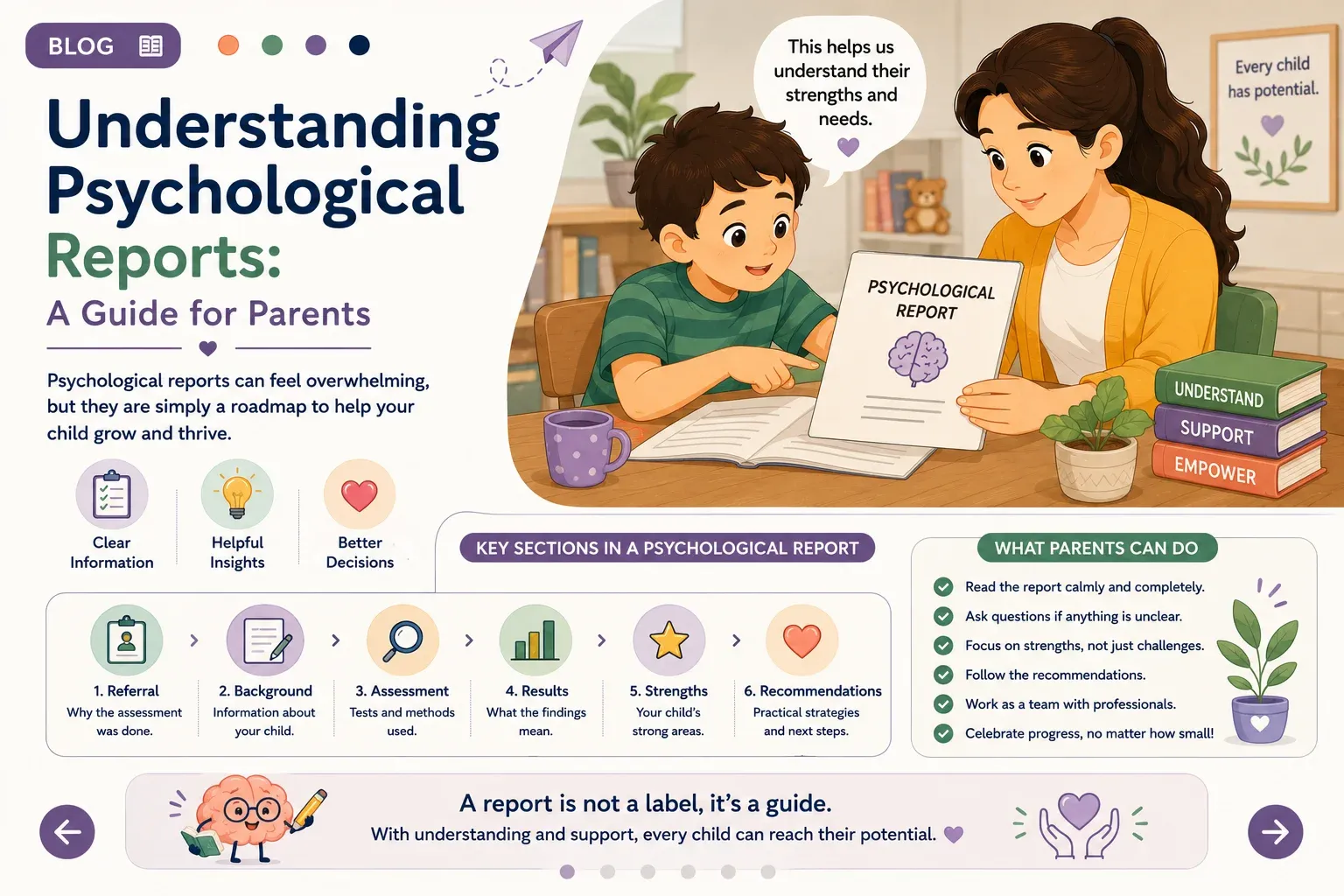 Parent reviewing a structured psychological assessment document with a pen